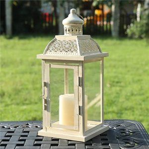 Large Candle Lantern Decorative,14.4''Outdoor&Indoor Lanterns with Glass,Vintage